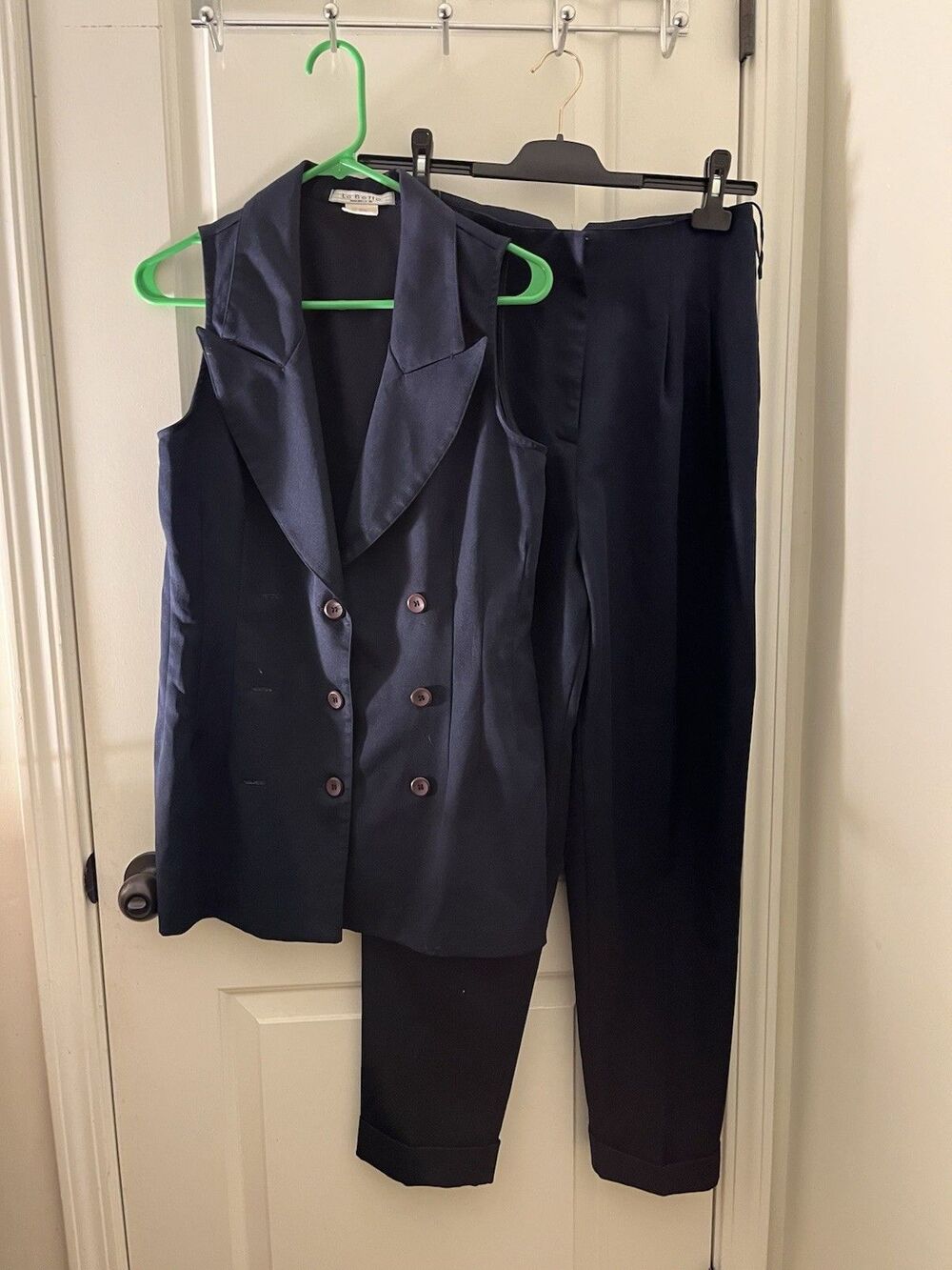 La Belle Women's Juniors 2-Piece Pant Suit Set Vest And Pants Size 11 Blue